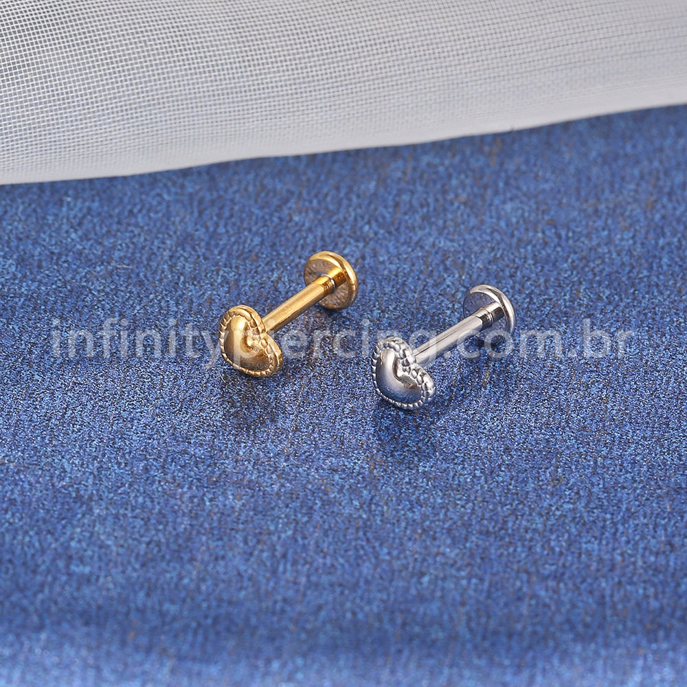 Piercing Labret Aço Cirúrgico Coração