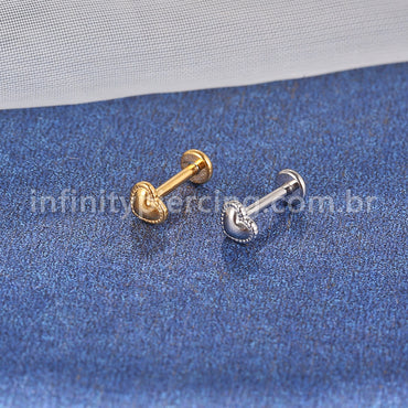 Piercing Labret Aço Cirúrgico Coração