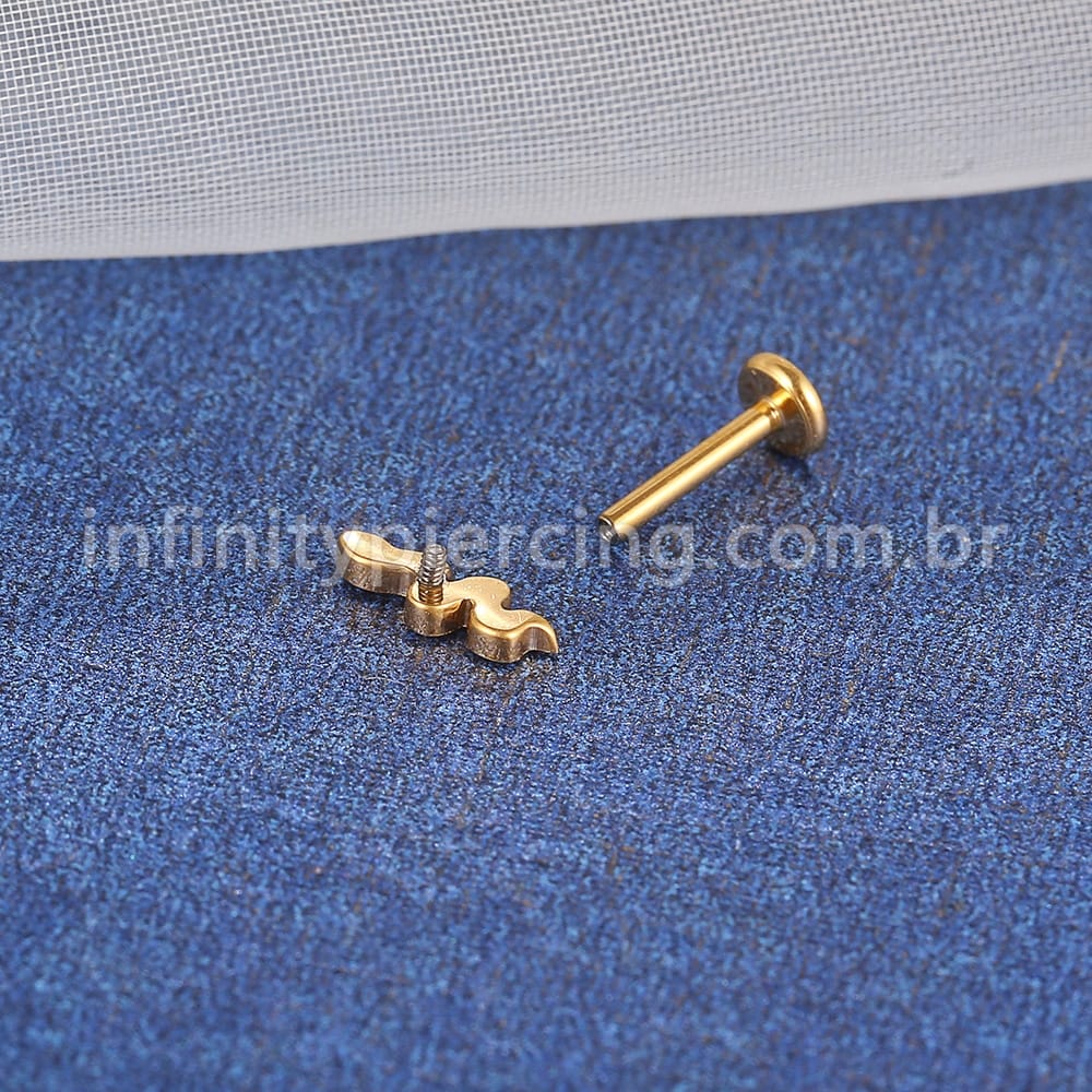 Piercing Labret Aço Cirúrgico Cobra Zircônia