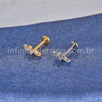 Piercing Labret Aço Cirúrgico Cobra Zircônia