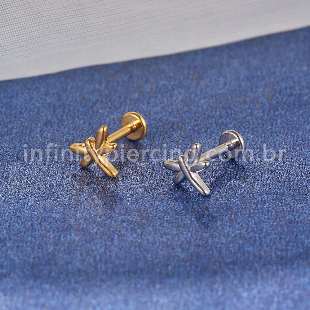 Piercing Labret Aço Cirúrgico Libelula