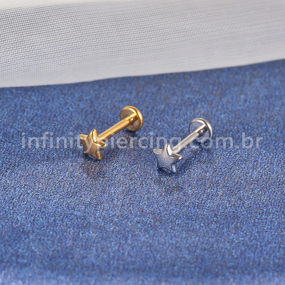 Piercing Labret Aço Cirúrgico Estrela
