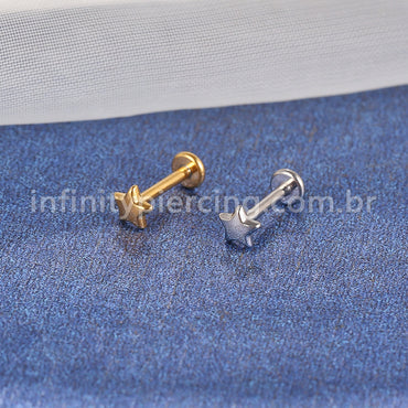 Piercing Labret Aço Cirúrgico Estrela