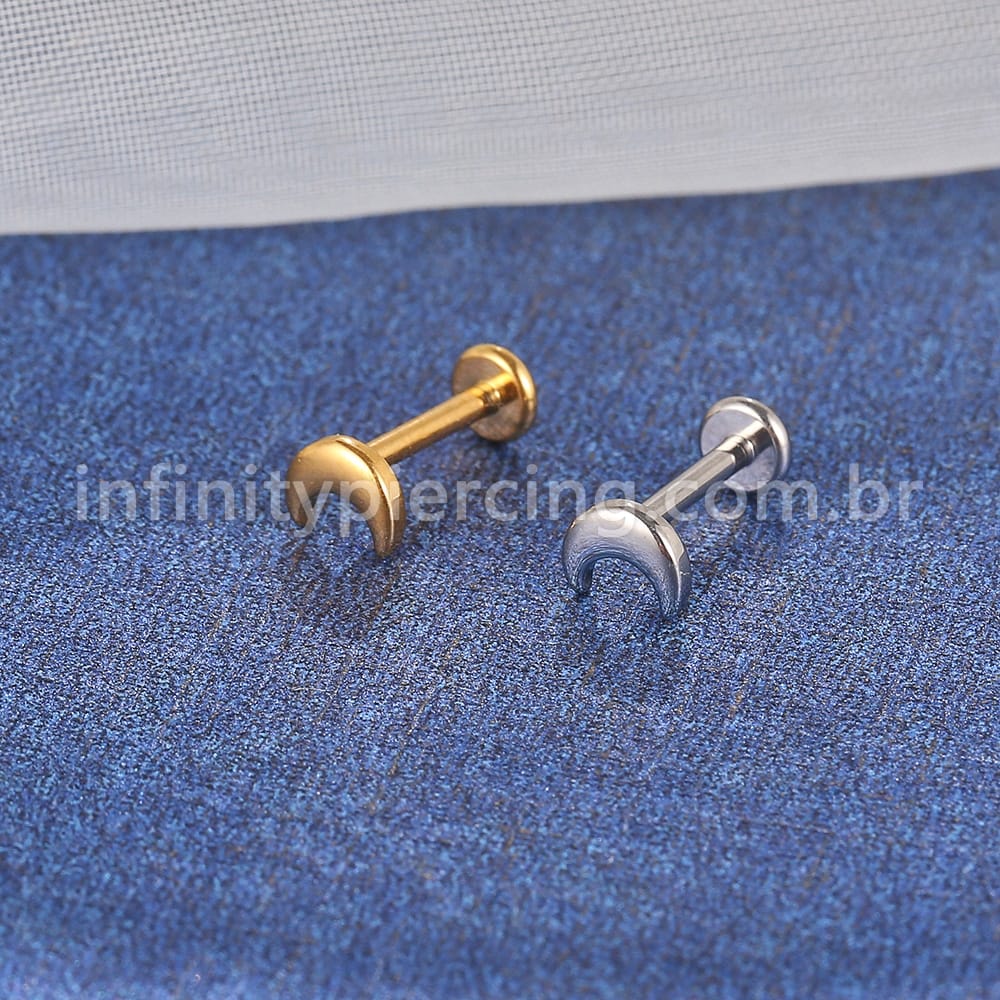 Piercing Labret Aço Cirúrgico Lua