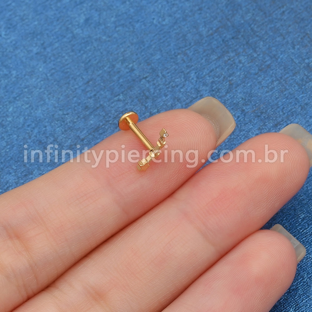 Piercing Labret Aço Cirúrgico Estrelas 1 Zircônia