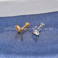 Piercing Labret Aço Cirúrgico Borboleta
