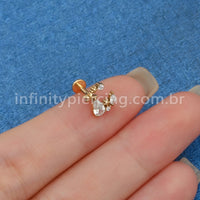 Piercing Labret Aço Cirúrgico Estrelas Com Zircônia