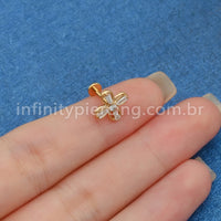 Piercing Labret Aço Cirúrgico Flor 4 Pontas