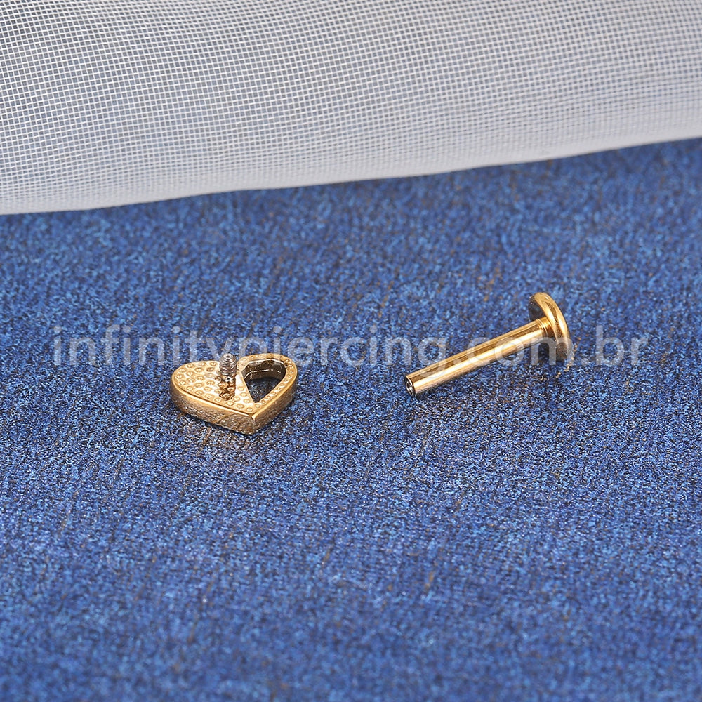 Piercing Labret Aço Cirúrgico Coração Metade Vazado