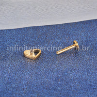 Piercing Labret Aço Cirúrgico Coração Metade Vazado