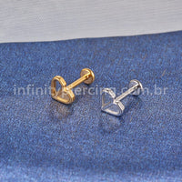 Piercing Labret Aço Cirúrgico Coração Metade Vazado
