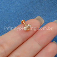 Piercing Labret Aço Cirúrgico Trevo Com Zircônia Cravejada