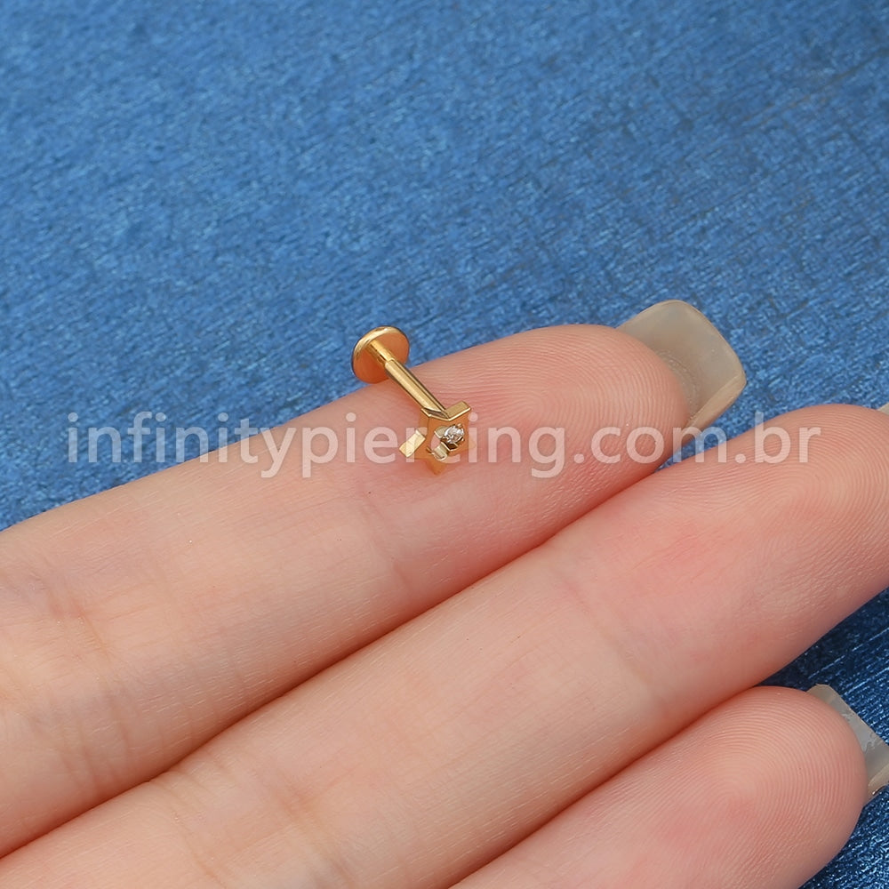Piercing Labret Aço Cirúrgico Estrela Vazada Zircônia