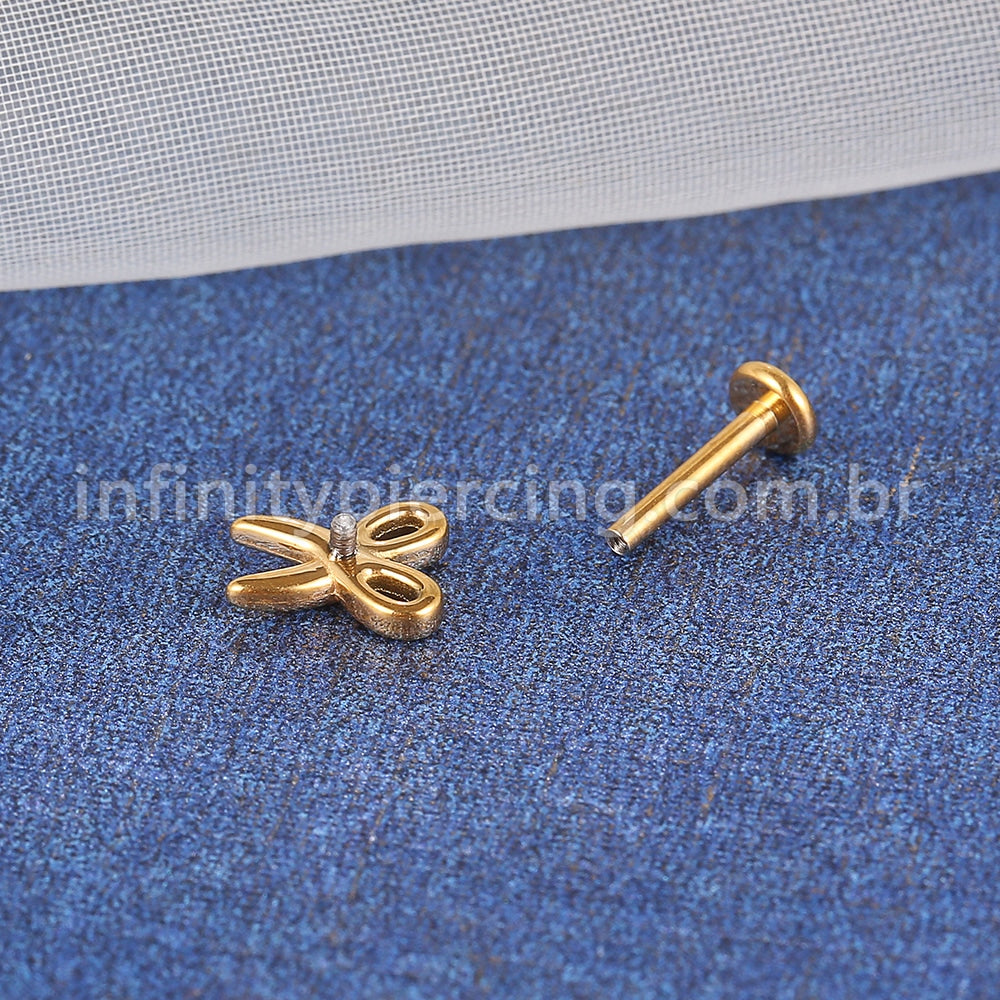 Piercing Labret Aço Cirúrgico Tesoura