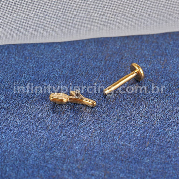 Piercing Labret Aço Cirúrgico Rosa