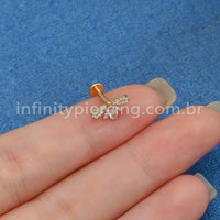 Piercing Labret Aço Cirúrgico Abelha Zircônia