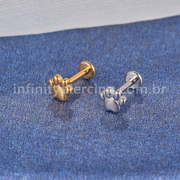 Piercing Labret Aço Cirúrgico Patinha
