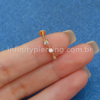 Piercing Labret Titânio Ponto De Luz Com Pingente Zircônia