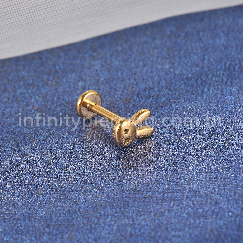 Piercing Labret Aço Cirúrgico Coelho