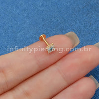 Piercing Labret Aço Cirúrgico Quadrado Zircônia