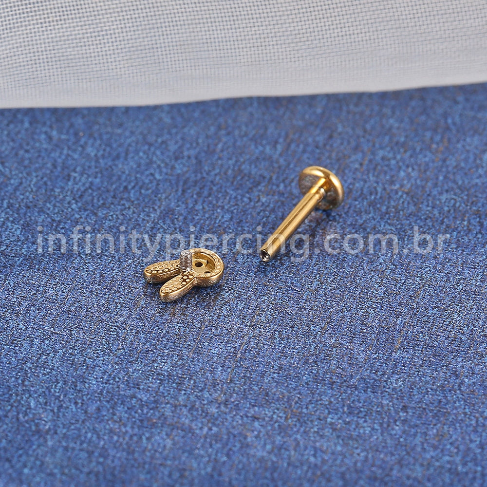 Piercing Labret Aço Cirúrgico Coelho