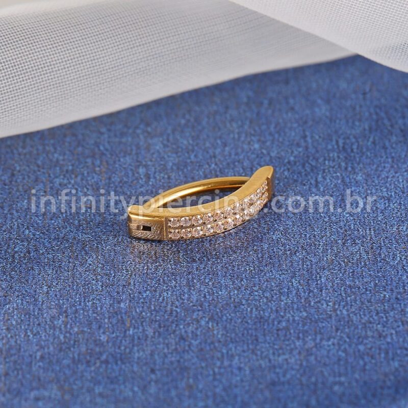 Piercing Argola Para Umbigo Titânio 2 Fileiras Zircônia