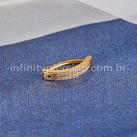 Piercing Argola Para Umbigo Titânio 2 Fileiras Zircônia