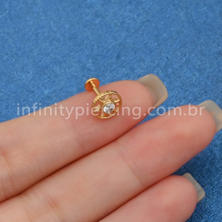 Piercing Labret Titânio Estrela Zircônia