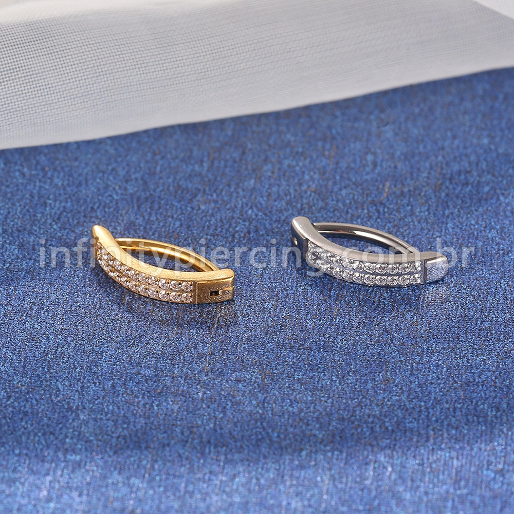 Piercing Argola Para Umbigo Titânio 2 Fileiras Zircônia
