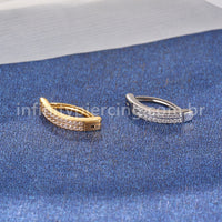 Piercing Argola Para Umbigo Titânio 2 Fileiras Zircônia
