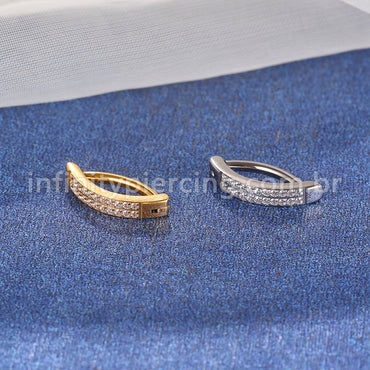Piercing Argola Para Umbigo Titânio 2 Fileiras Zircônia