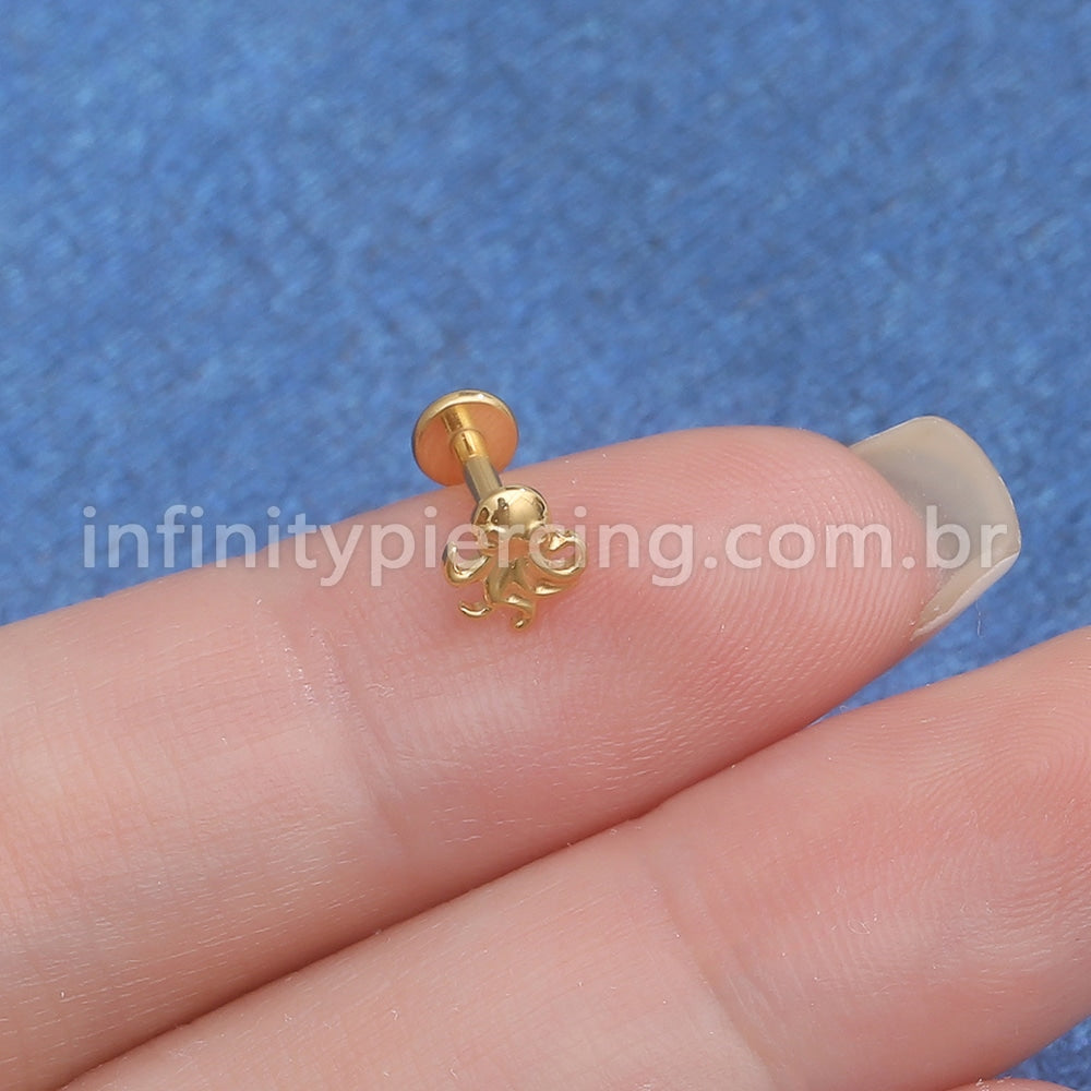 Piercing Labret Titânio Polvo
