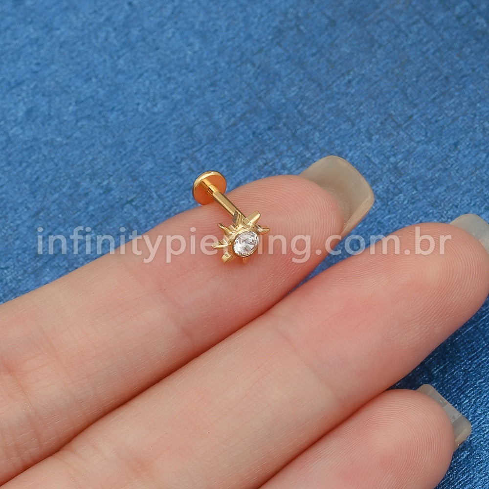 Piercing Labret Titânio Sol Com Zircônia