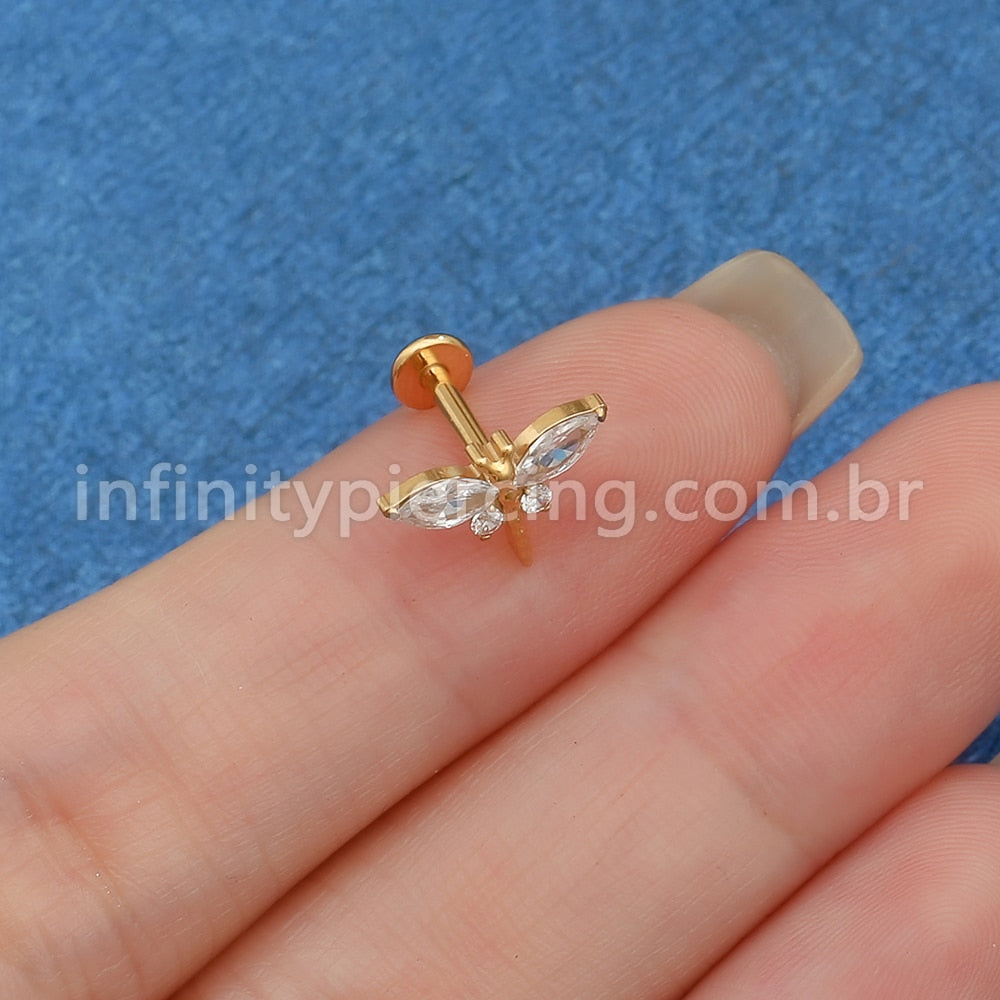 Piercing Labret Titânio Libélula