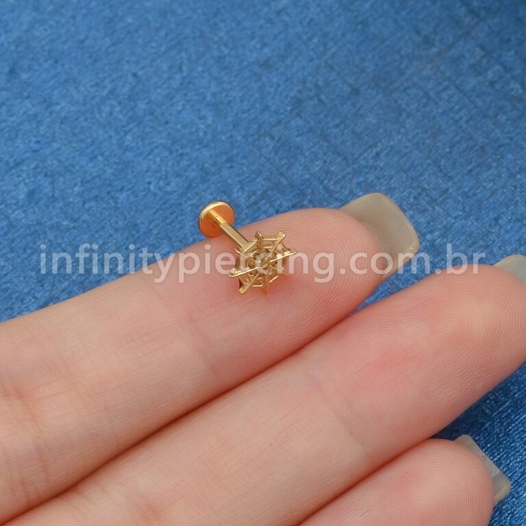 Piercing Labret Titânio Teia De Aranha
