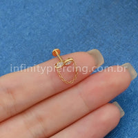 Piercing Labret Titânio 2 Zircônias Com Corrente