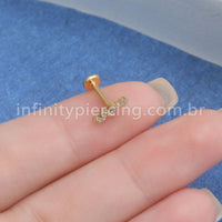 Piercing Labret Aço Cirúrgico Cobra Zircônia
