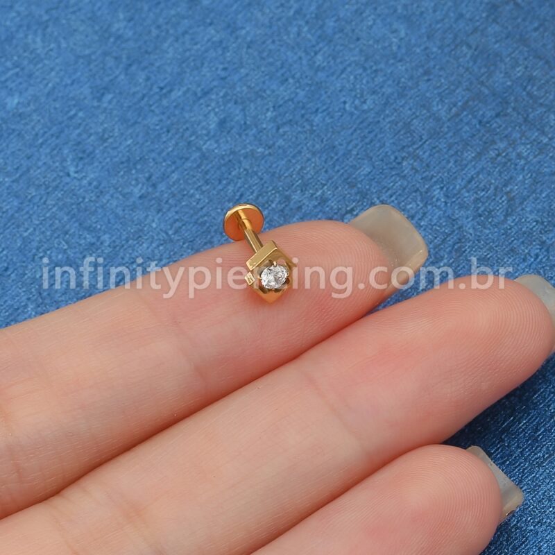 Piercing Labret Titânio Oval Zircônia