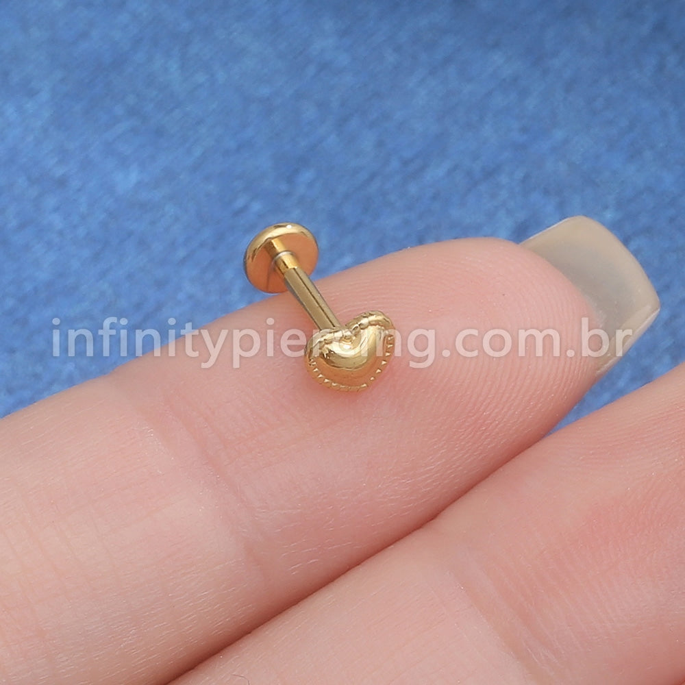 Piercing Labret Aço Cirúrgico Coração