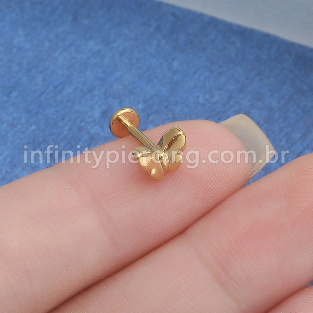 Piercing Labret Aço Cirúrgico Borboleta