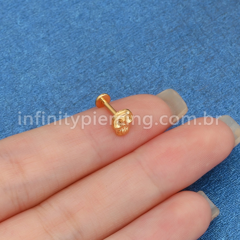 Piercing Labret Titânio Caveira
