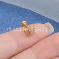 Piercing Labret Aço Cirúrgico Coração Metade Vazado