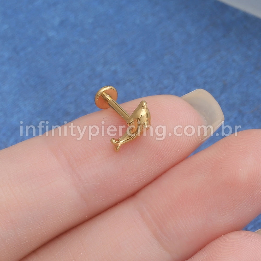 Piercing Labret Aço Cirúrgico Golfinho