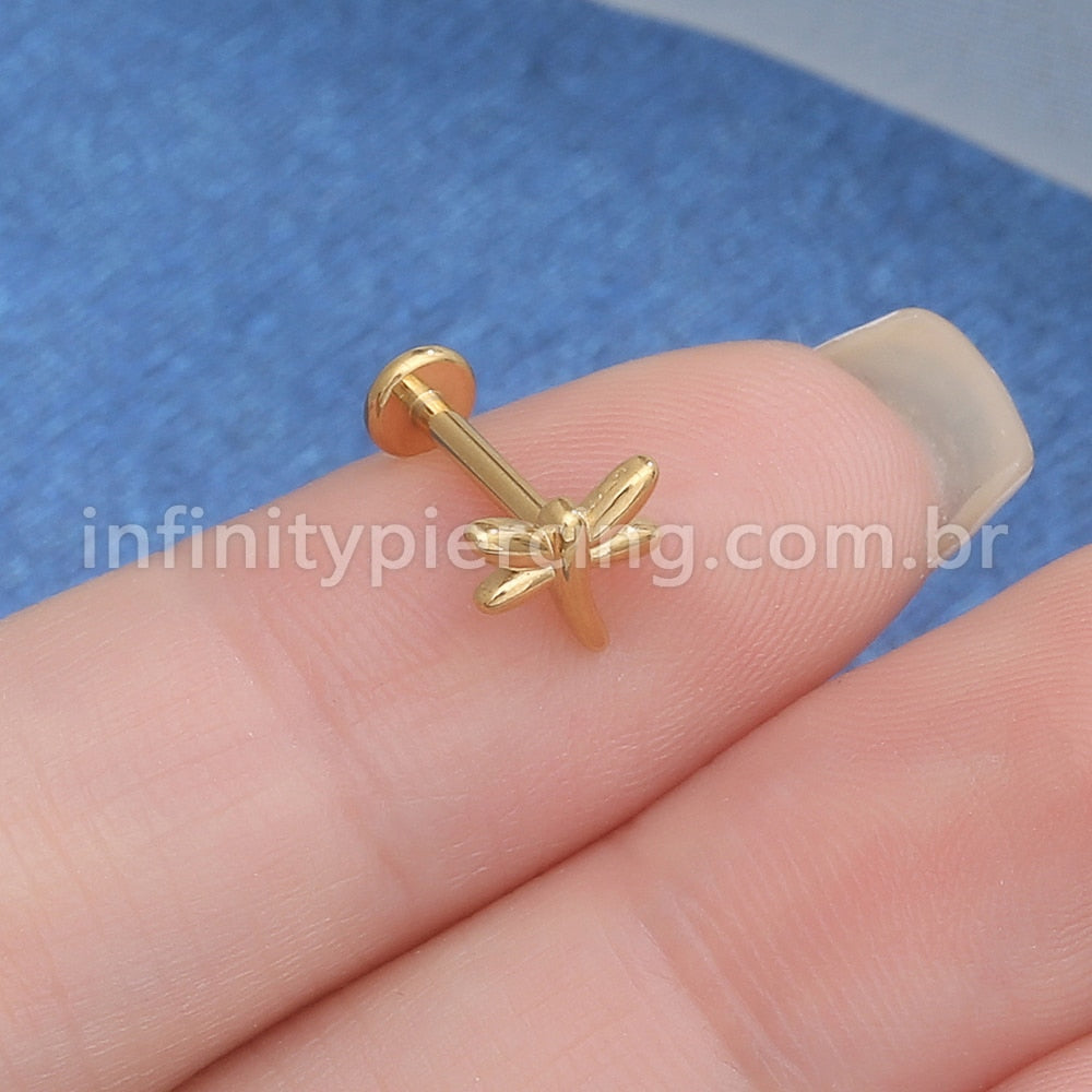 Piercing Labret Aço Cirúrgico Libelula