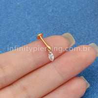 Piercing Labret Titânio Pingente Oval Zircônia