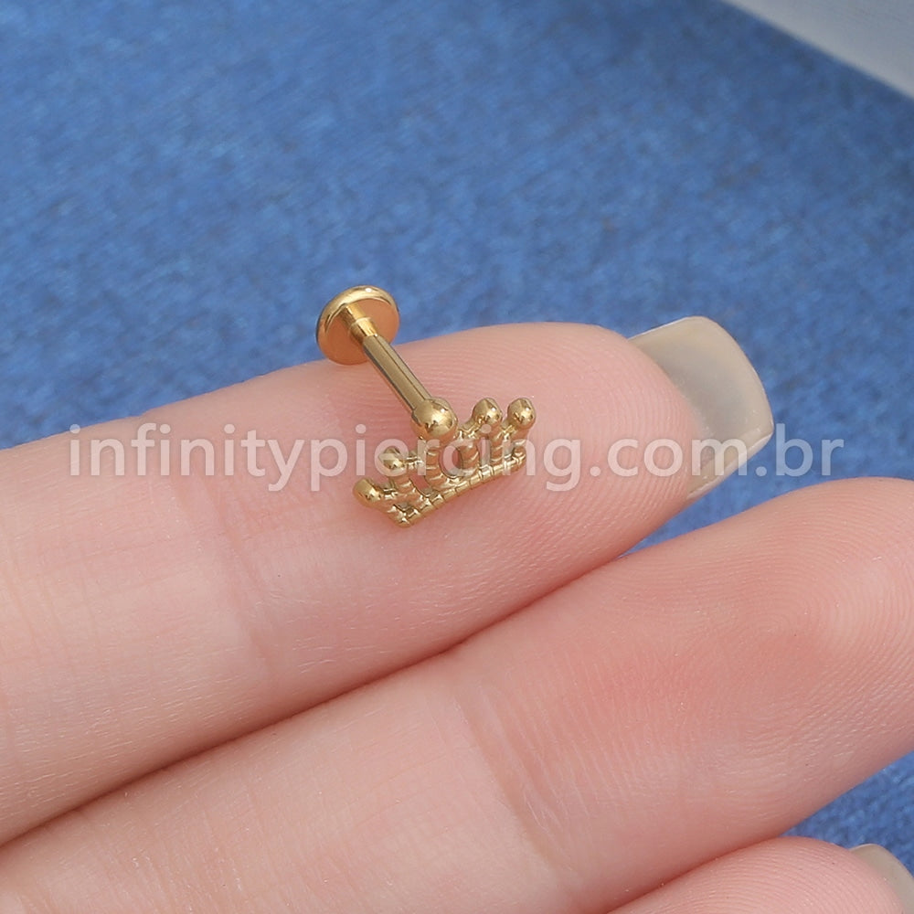 Piercing Labret  Aço Cirúrgico Coroa