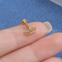 Piercing Labret  Aço Cirúrgico Coroa