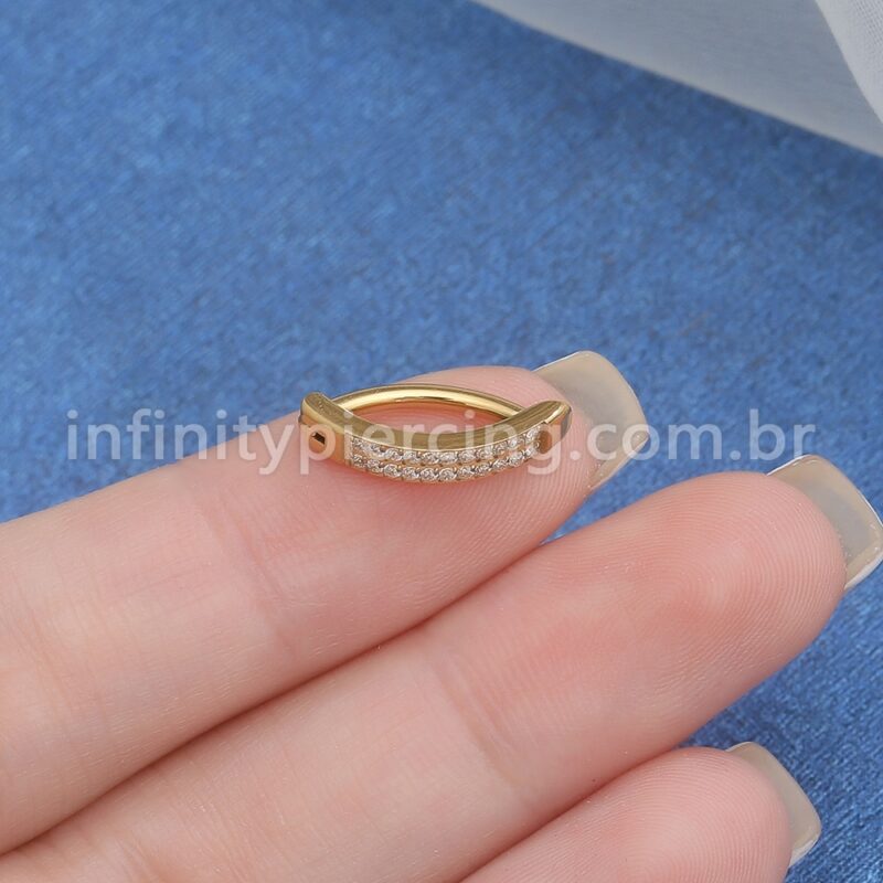 Piercing Argola Para Umbigo Titânio 2 Fileiras Zircônia