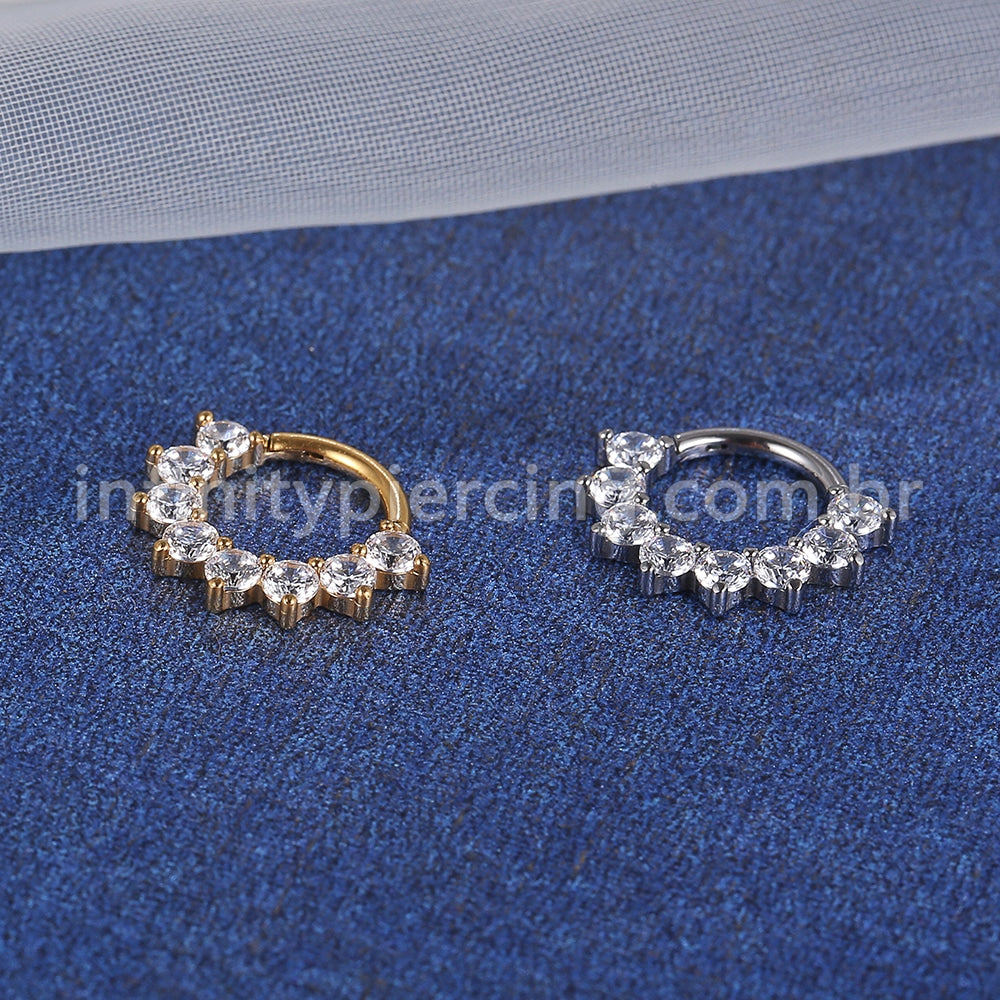 Piercing Argola Titânio Segmento Articulado Zircônia Cravejada
