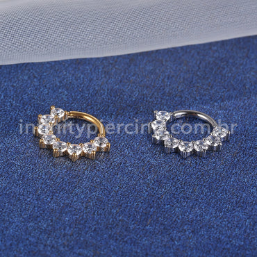 Piercing Argola Titânio Segmento Articulado Zircônia Cravejada